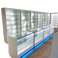 Vitrine en verre écologique et saine, personnalisable pour dispensaire, présentoir de sol en verre pour produits.