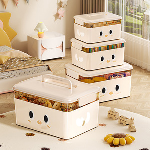 Toys Organizer Plastic <b>Storage</b> <b>Box</b> With Lid Rectangle Cartoon Design For Kids Room Home Use - Product Image 1