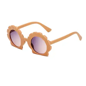 New Children's Sunflower Shell Jelly Color Sunglasses Fashionable PC Frame Material With UV400 Protection For Girls And Boys