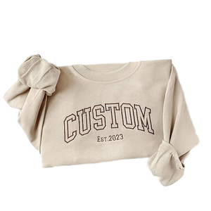 Custom Oversized Crew Neck Sweatshirt 100% Cotton Knitted Front Letter Print Unisex Autumn Casual Pullover - Product Image 1