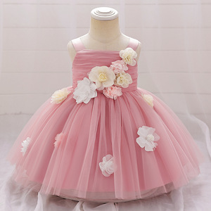 Nuovo Vestito da Festa per Bambine Stile Mori con Spalline, Fiori, Strati di Tulle, Pizzo, Gonna in Cotone e Poliestere con Fiocco per Bambine di 3 Anni - Product Image 2
