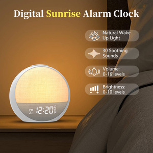 Đồng hồ báo thức hiển thị thời gian đầy màu sắc ánh sáng mặt trời mọc và chế độ hoàng hôn đài phát thanh báo động âm thanh Wake-up đèn với tiếng ồn Trắng - Product Image 6