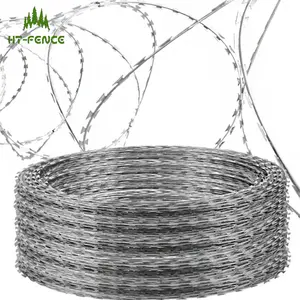 HT-FENCE Low price hot dipped galvanized 450mm coil diameter concertina razor blade barbed wire