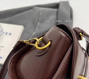 Sac à main mini en cuir PU ciré pour femmes, sac bandoulière vintage à rabat avec fermeture magnétique et fermeture éclair - Product Image 4