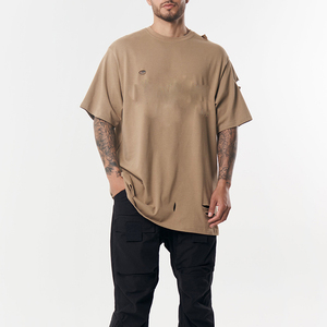 T-shirts grande taille surdimensionnés personnalisés pour hommes tenue quotidienne t-shirts à col ras du cou en coton épais pour hommes t-shirts - Product Image 2