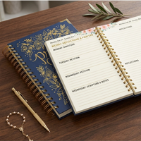 Journal de prière spirale avec logo personnalisé en feuille d'or, réflexion hebdomadaire, gratitude, étude biblique, coffret cadeau chrétien
