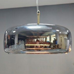Mirror Metal Pendant <b>Light</b> Oval Shape Brass Suspension <b>Wire</b> Hanging Lamp For Bedside Table - Product Image 4