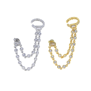 Orecchino a lobo da donna <span class=keywords><strong>con</strong></span> catena, design alla moda, <span class=keywords><strong>con</strong></span> micro pavé di zirconia cubica 5A - Product Image 6
