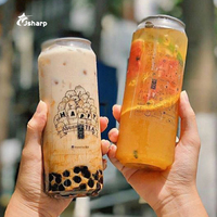 Boîtes en plastique transparentes jetables personnalisées avec logo, 330 ml/500 ml, pour thé au lait, jus, gâteaux, smoothies, aliments pour animaux, avec couvercles