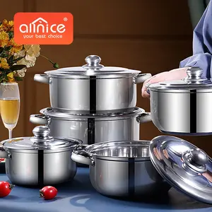 En gros 10 Pièces Ustensiles De Cuisine En Acier Inoxydable Stock Pots À Soupe Casseroles Marmite Ensembles