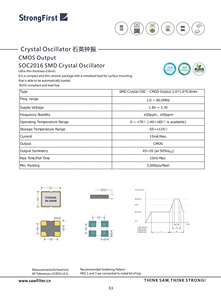 Strongfirst 2.0*1.6mm OSC xo 6.140MHz 3.3V CMOS dao động tinh thể 6.14MHz - Product Image 2