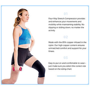 Alta calidad Fitness al aire libre Cobre negro Protección deportiva Compresión Rodillera Soporte para el dolor de rodilla - Product Image 5