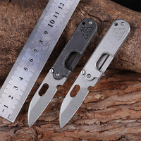 Mini couteau pliant utilitaire d'extérieur en acier inoxydable, finition stonewashed, pendentif porte-clés en forme de pois, pour camping, OEM, usage industriel