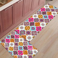 Custom Kitchen Rug Mats Made of 100% Polyester 2 Pieces Soft Kitchen Mat Specialized in Anti Slippery and Machine Washable
