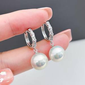 Accesorios de Plata S925 para DIY con Perlas, Broche de Oreja con Cuentas Redondas de 10-15 mm y Bandeja Vacía 22316 - Product Image 3