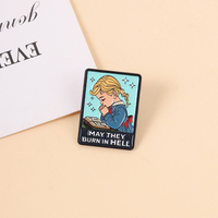 Broches en émail 'Que leurs âmes brûlent en enfer', humorisme noir, fille priante, broche en métal, badge pour sac à dos, revers, chapeau, bijoux de mode, cadeau pour amis