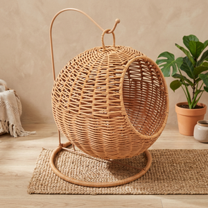 Cesta de Almacenamiento Redonda de Mimbre Tejido, Diseño Colgante, Estilo Bohemio para Sala de Estar - Product Image 2