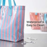 Sac fourre-tout en PVC rayé pour femmes, avec doublure en polyester, imperméable, grande capacité, détails brodés, pour femmes