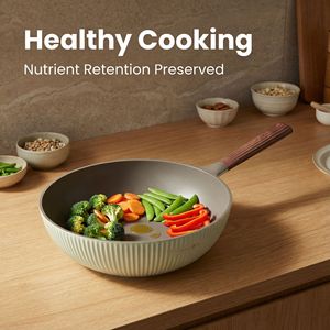 Fry Pan Nonstick Aluminum Alloy Double Layer Bottom Wooden Handle Premium Texture Quality Coating - Product Image 4