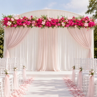 Set Bunga Artifisial Pink 5 Buah, Dekorasi Lengkung & Lorong, Perlengkapan Bunga Palsu untuk Dekorasi Panggung Pernikahan & T-Stage