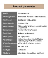 Nueva Impresora de Prendas HCX A3 DTF para Camisetas, Cabezal Epson, Impresión de 6 Colores, Impresora Automática de Rollo de Película, Software RIP, 2 Años de Garantía