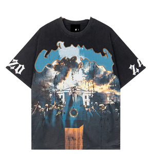 Vente chaude unisexe nom <span class=keywords><strong>de</strong></span> <span class=keywords><strong>marque</strong></span> hommes ample décontracté Vintage grande taille couverture en coton 100% <span class=keywords><strong>T</strong></span>-shirts tricotés - Product Image 1