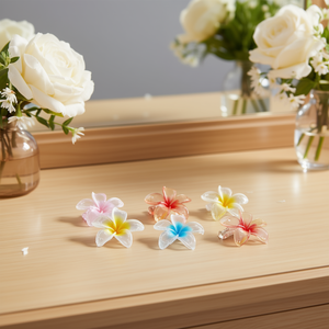 Set di Tre Mollette per Capelli Traslucide Bicolore a Forma di Frangipani, 2 Pezzi per Colore, Confezione da 600 Pezzi - Product Image 2