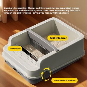 Smart PP Plastic <b>Cat</b> Litter <b>Box</b> 110L Capacity Semi-Enclosed Design Splash-Proof & Odor Control Easy Clean Durable Construction - Product Image 3
