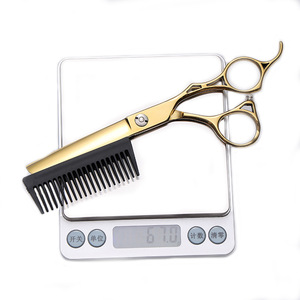 Gold Comb-Shaped Hair Scissors Flat Shears Thinning Scissors Professional Hairdressing Tools Household Haircutting Equipment - Product Image 4