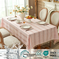 Nappe personnalisée imperméable en coton et lin avec broderie et franges, couverture décorative pour banquets de mariage et tables à manger à domicile