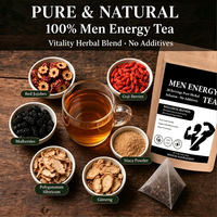 Mélange Herbal Énergisant Quotidien pour Hommes : Ginseng, Baies de Goji, Mûre, Polygonatum – 20 Sachets de Thé Pyramidaux – Étiquette OEM