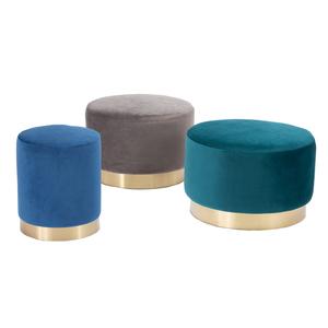 CARLFORD Modern Round Ottoman <strong>Footstool</strong> Pouf Luxurious and Elegant <strong>Velvet</strong> <strong>Blue</strong> for Living Room Bedroom School Hotel Hospital - Product Image 4