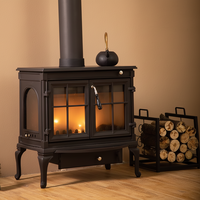 Grande cheminée à bois moderne en fonte, autoportante, pour foyer domestique, à combustion de bois véritable