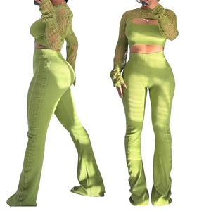 ชุดเซ็ตแฟชั่น 3 ชิ้น เสื้อครอปแขนยาวคอปกแบบโปร่ง เสื้อสายเดี่ยว และกางเกงไหมพรมสำหรับผู้หญิง สไตล์ลำลอง - Product Image 5