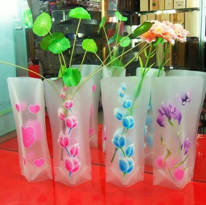 Прочная ваза из ПВХ, складные пластиковые вазы для цветов, ваза для цветочных композиций для свежих цветов (001)