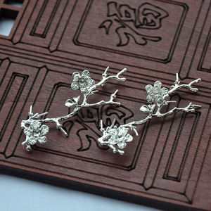Épingle à cheveux style antique en forme de branche d'arbre et de fleur, 28*60MM, plaqué or et argent, accessoires faits main pour DIY, fourchettes à cheveux de mariage - Product Image 3