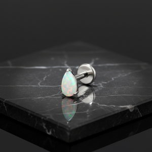 ティアドロップオパールチタンラブレットスタッドピアスジュエリー、ウォータードロップヘリックス・トラガス、エレガントなボディジュエリー、低アレルギー性、デイリーウェアに最適 - Product Image 5