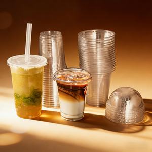 Vaso de Plástico Desechable Personalizado de 98 mm, de Pared Simple y Fondo Plano, para Té con Leche, Jugo, Café, con Tapa Transparente - Product Image 2