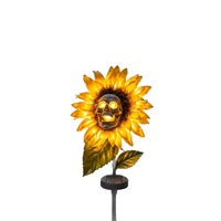 Lampe solaire de sol en forme de crâne de tournesol - Éclairage décoratif élégant pour l'intérieur et l'extérieur avec LED écologiques et résistant aux intempéries