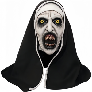 Masque de nonne effrayant en latex HLC ODM OEM avec foulard, masque de nonne d'horreur pour cosplay, masque intégral pour <span class=keywords><strong>Halloween</strong></span>, décoration pour maison hantée - Product Image 1