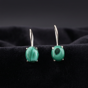 Boucles d'oreilles en malachite verte véritable, faites à la main en Inde, en argent sterling 925, bijoux pour femmes et filles, à porter lors de fêtes. - Product Image 5