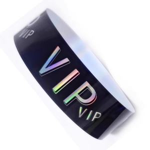 Bracelets en papier personnalisés, colorés, écologiques, imperméables, avec fermeture adhésive, paillettes dorées, impression laser, VIP, usage unique, pour extérieur - Product Image 1