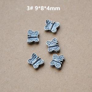 Perles d'espacement en argent antique de formes variées pour la fabrication de bijoux, 37 perles en métal plaqué argent avec motifs fleur, papillon et nuage - Product Image 4