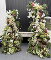 EG-HA93 Arche de fleurs artificielles de luxe rustique pour mariage, avec verdure, roses et oranges, autoportante, pour décoration d'arche de mariage et de scène