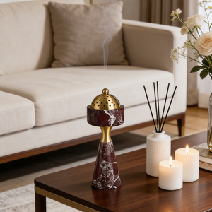 Bruciatore di Bakhoor in Travertino Naturale, Incensiere Arabo Mubkhar per Decorazione Casa e Hotel - Product Image 2