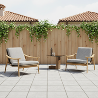 Ensemble de salon de jardin moderne et confortable en teck et rotin, avec canapé et table trois pièces, pour balcon et terrasse