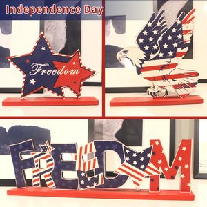 Set Dekorasi Meja Kebebasan Patriotik 4 Juli Bendera Amerika Kayu dengan Gambar Elang dan Bintang, Dekorasi Pesta Rumah Hari Kemerdekaan AS - Product Image 3