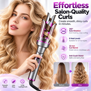 Ionic <b>Hair</b> Curler Fast Heating Curling Iron Adjustable Temperature LED Display Portable <b>Styling</b> <b>Tool</b> - Product Image 4