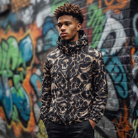 Veste zippée personnalisée, design coupe-vent, tissu surdimensionné, fermeture éclair thermochromatique, veste imperméable pour homme