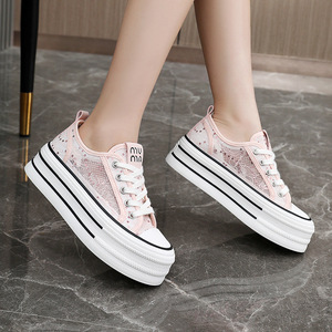 Mocasines de Plataforma Rosa 2026 para Mujer, con Cordones, Punta Redonda, Transpirables, Casuales de Primavera, que Aumentan la Altura - Product Image 1